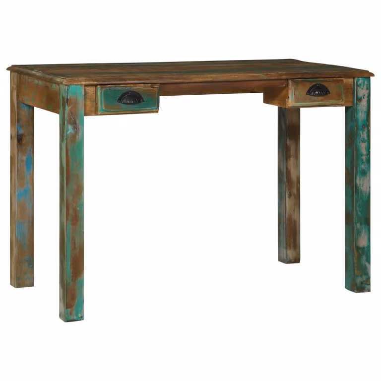 Scrivania in legno massello rustico vidaXL, Marrone, L 112 x P 55 x H 76 cm