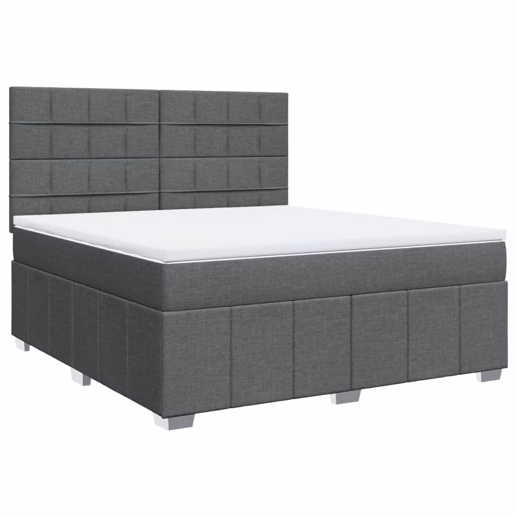 Giroletto a Molle con Materasso Grigio Scuro 180x200 cm Tessuto