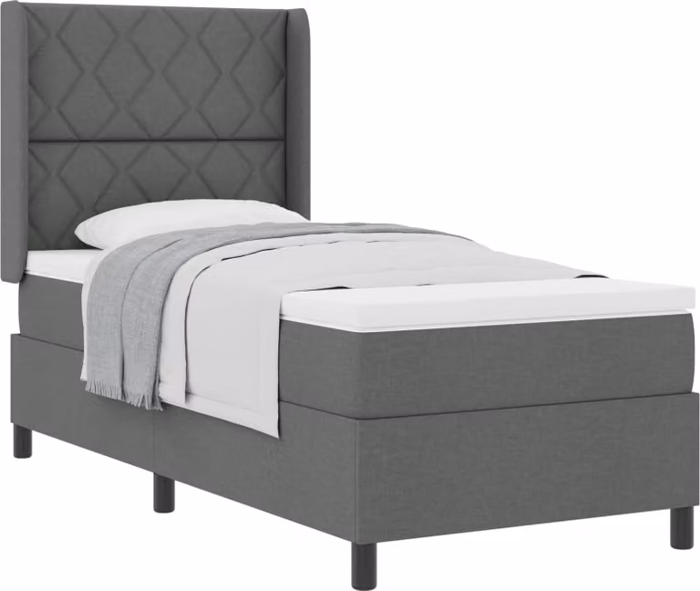 SYFAX™ Letto a molle con materasso Grigio scuro 100 x 200 cm Tessuto
