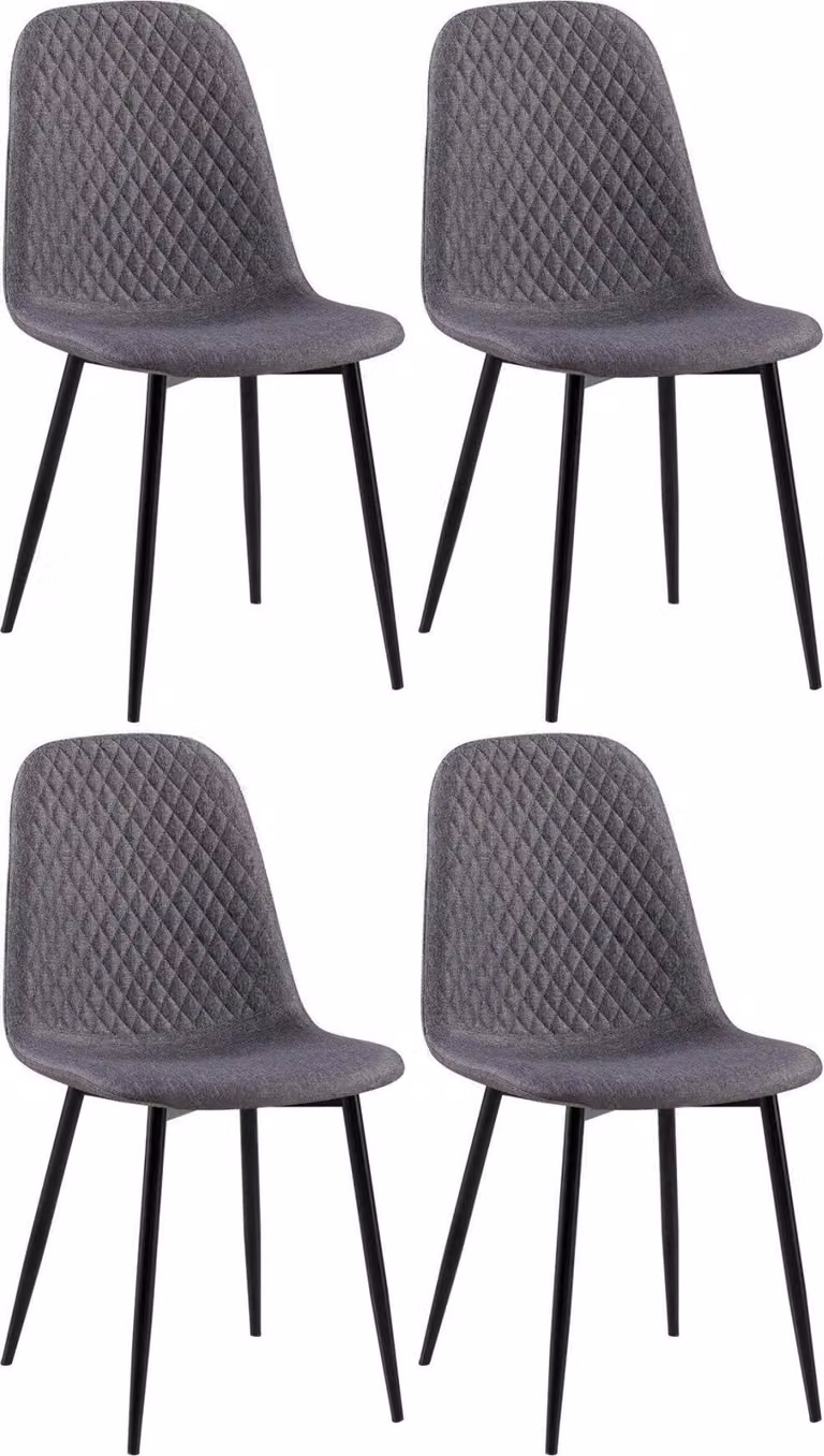 set di 4 sedie da pranzo - Aggiornato - Di facile manutenzione - Design | Colore: grigio scuro, Materiale: polvere