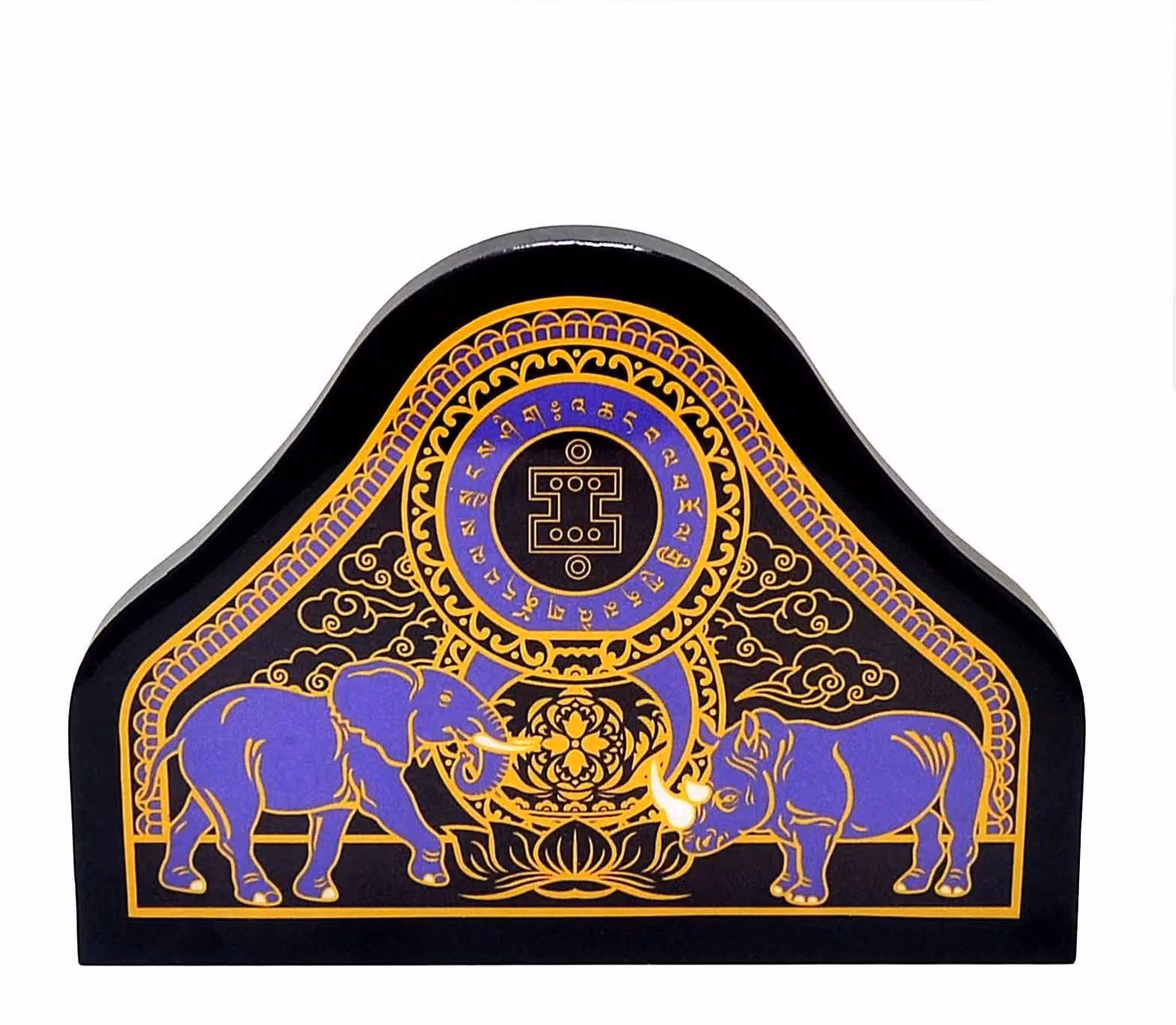 Piastra di protezione Feng Shui con elefante e rinoceronte