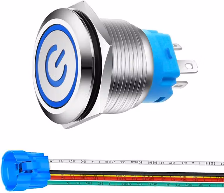 Interruttore a pulsante Gebildet 22 mm in acciaio inox con LED