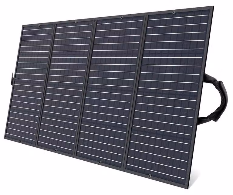 Pannello solare pieghevole da 160W con porte USB-A e USB-C, resistente all'acqua e ideale per l'uso in campeggio
