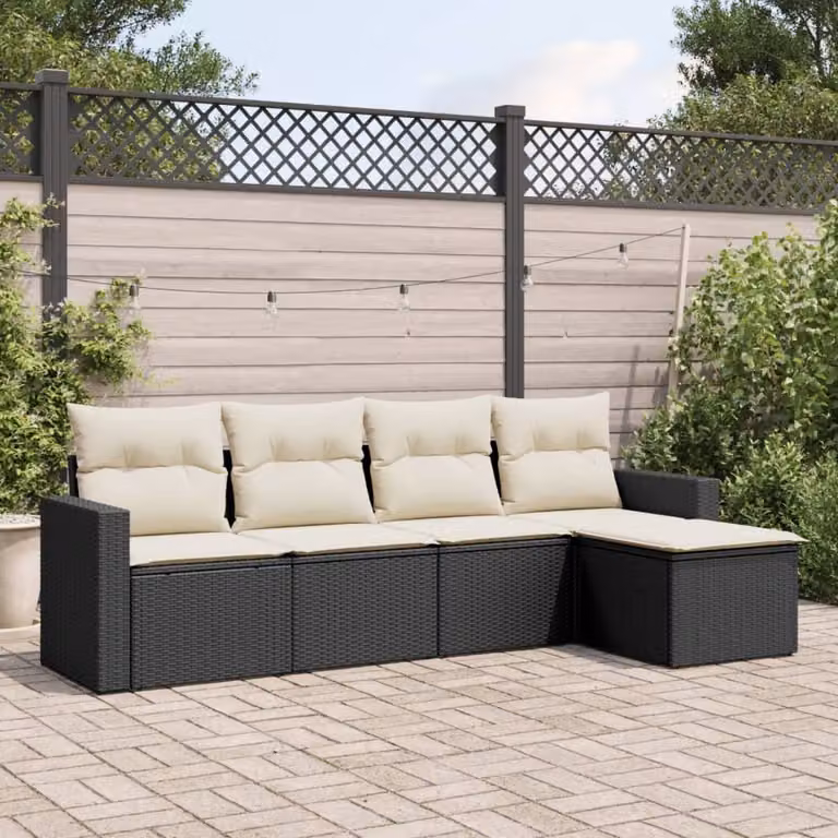 Maison Exclusive - Set divani da giardino 5 pezzi con cuscini in poly rattan nero