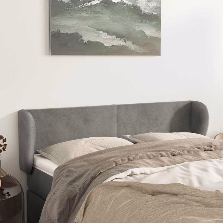 Testiera ad orecchio vidaXL in velluto grigio chiaro L: 147 cm, P: 23 cm, H: 78/88 cm
