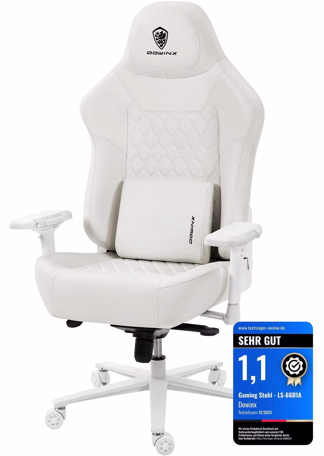 Sedia da gaming, portata fino a 200 kg, ergonomica, braccioli regolabili in 4 direzioni, colore bianco