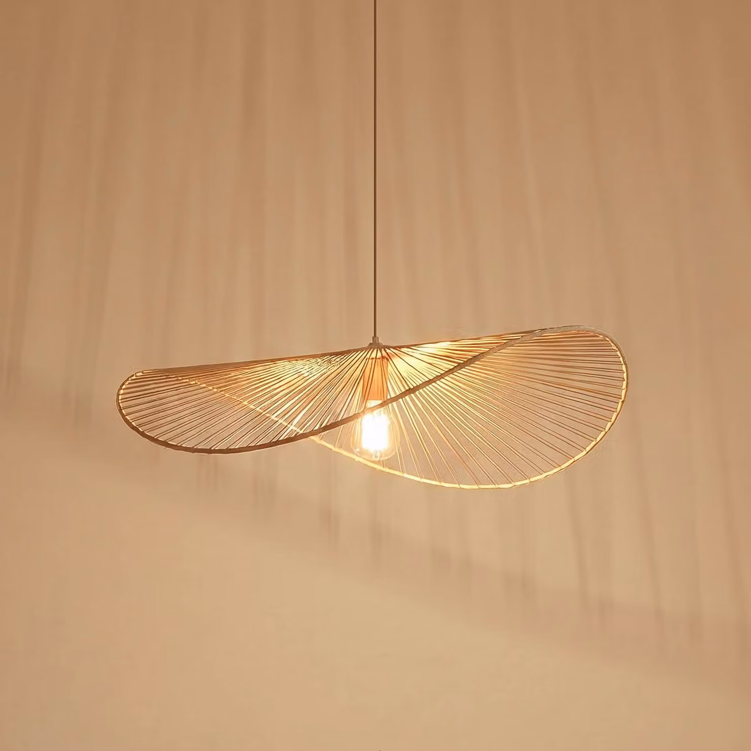 Lampada a sospensione Valdorin Lindby, dimmerabile, Crema / Ambra, Soggiorno / Sala da pranzo, Carta / Lunolit / Lunopal, Moderno, Lampada a sospensione