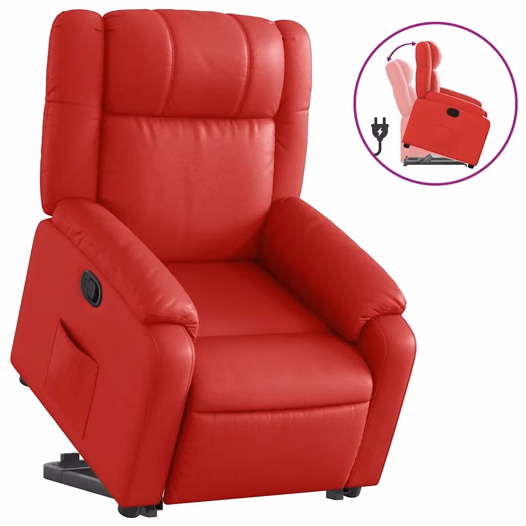 vidaXL Poltrona Alzapersona Reclinabile Rossa in Similpelle con Assistenza Elettrica – 2
