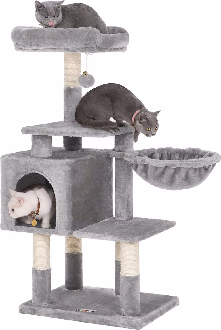 FEANDREA tiragraffi, albero per gatti grande 110 cm, tiragraffi per gatti grigio chiaro PCT52W