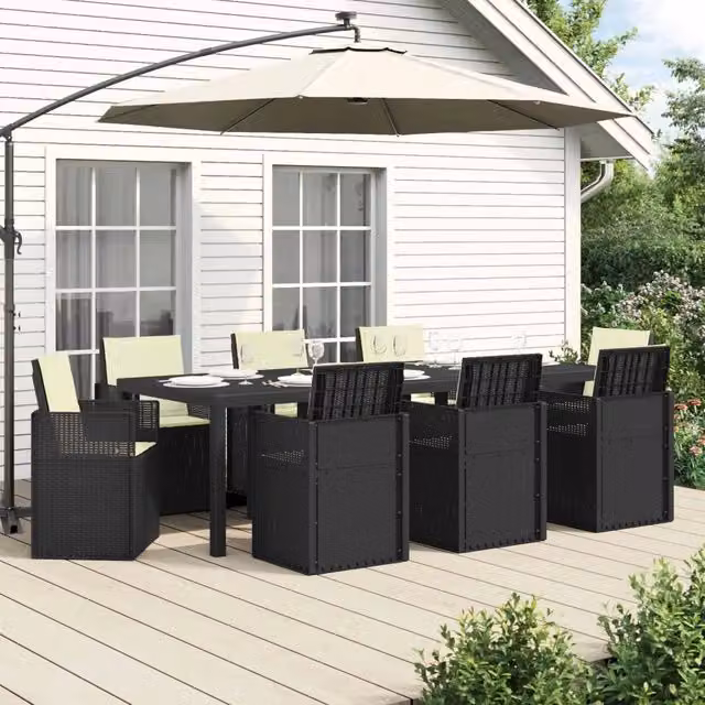 Set da pranzo per giardino e terrazzo vidaXL da 9 pezzi in plastica antracite e beige