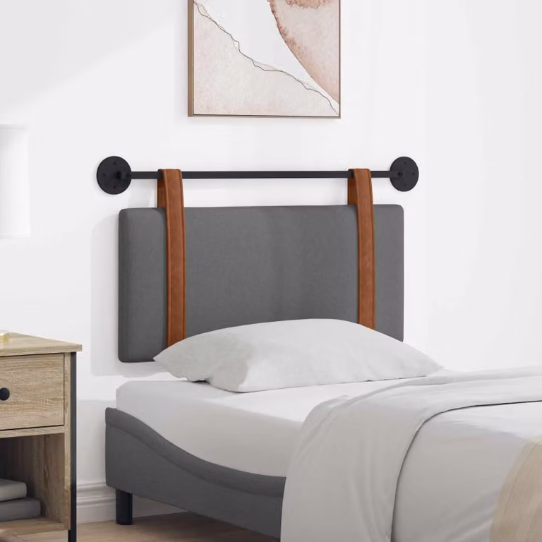 Testiera sospesa vidaXL in similpelle grigia per camera da letto, L: 90 cm, H: 55 cm, P: 5 cm