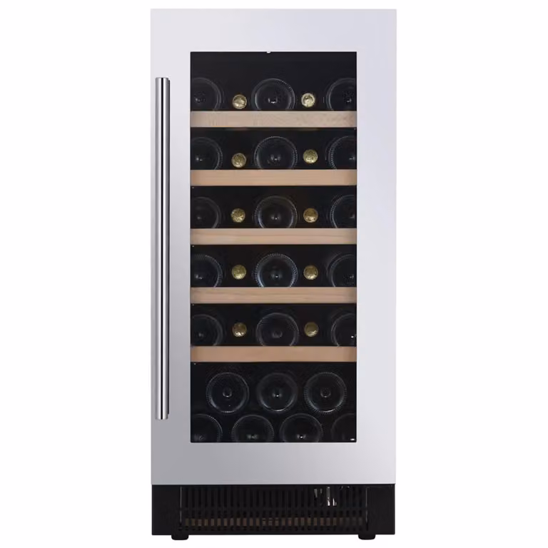 Cantina monotemperatura con cornice porta e maniglia inox - classe F, 32 bottiglie - DAUF-32.83SS