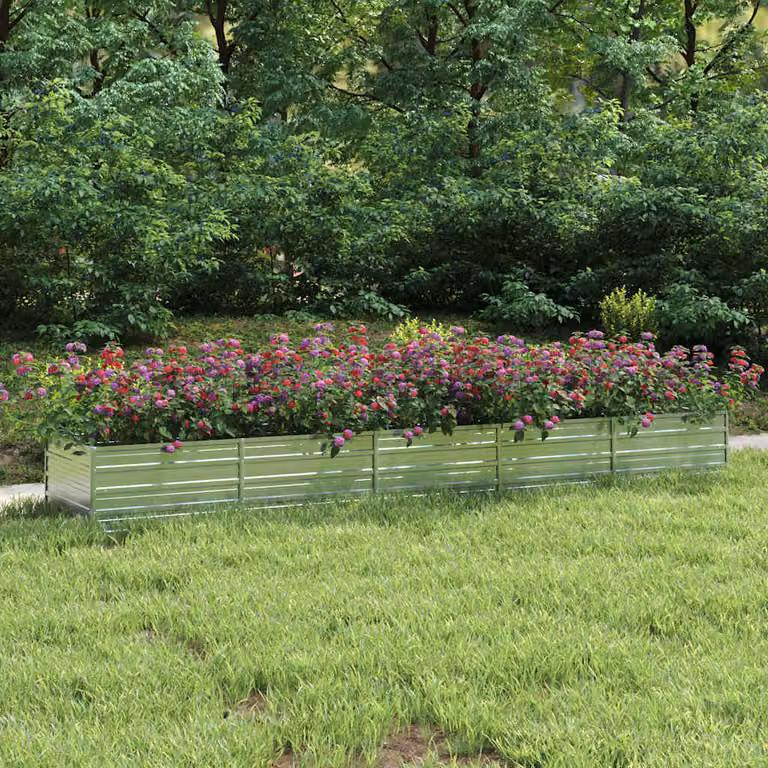 Letto rialzato da giardino vidaXL in acciaio zincato argento L: 400 cm, P: 80 cm, H: 45 cm