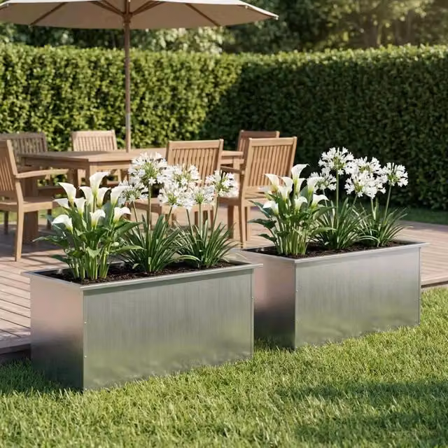 Fioriera da giardino con LED 2 pz Argento 50 x 80 x 48 cm 8008221