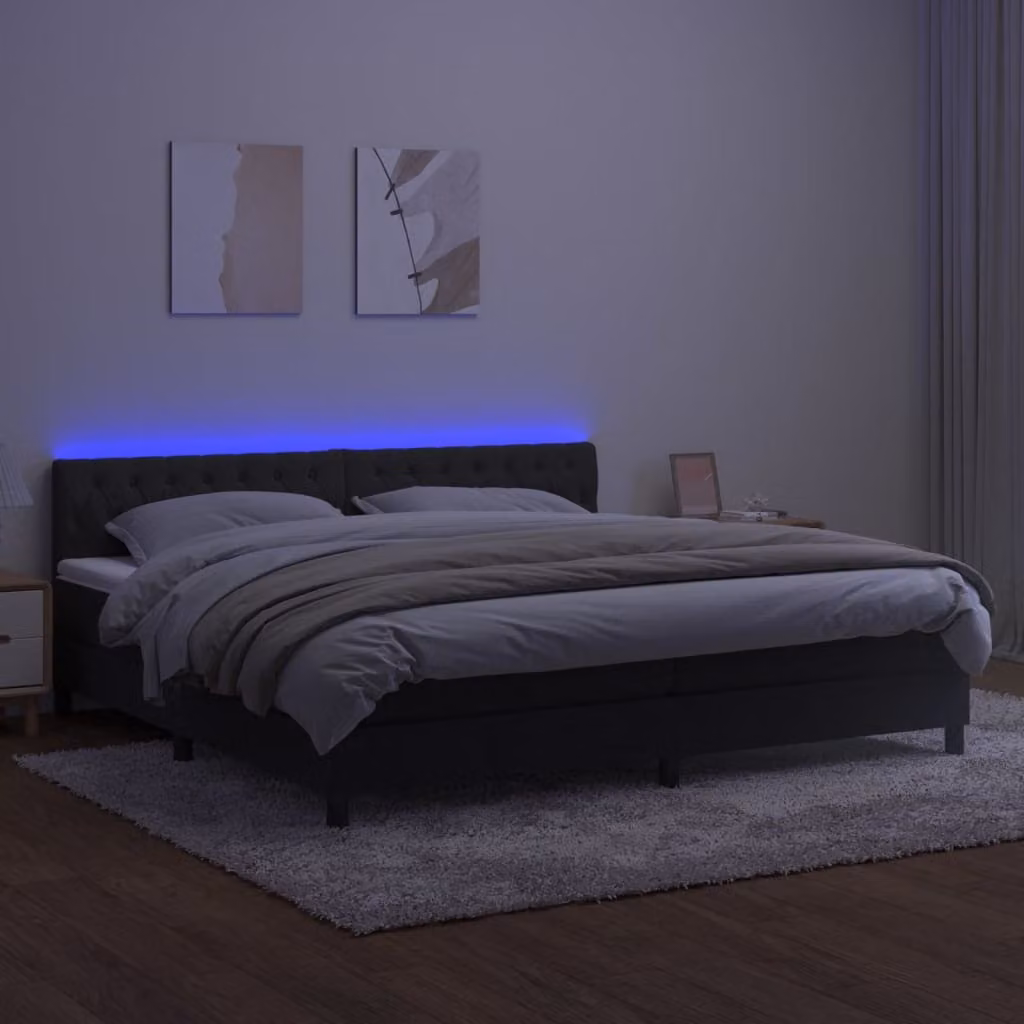 Maison Exclusive - Letto a Molle con Materasso e LED Nero 200x200 cm in Velluto