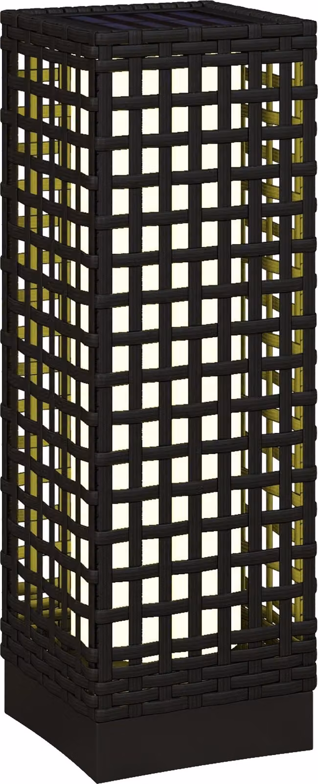 Lampada solare da esterno Moonbite, design rattan, 46 cm, lampada LED con sensore automatico, grado di protezione IP44, 15 lumen, luce bianco caldo, autonomia fino a 8 ore, materiale: rattan, colore: nero