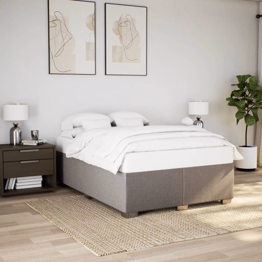 vidaXL Giroletto senza Materasso in Tessuto Tortora L/P/H: 140 x 190 cm – 1