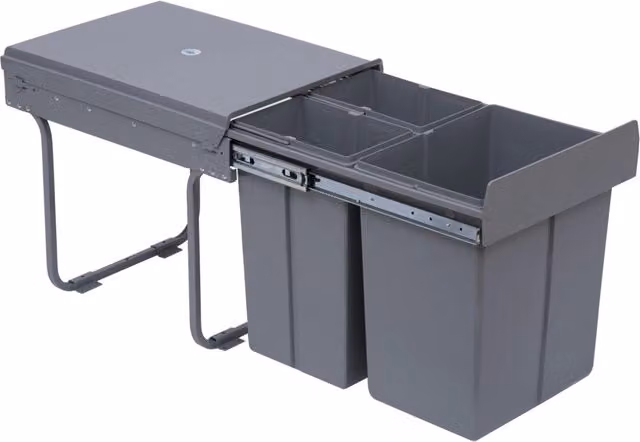 Cestino per Raccolta Differenziata Minimal Grigio L: 48 cm, P: 34.2 cm, H: 41.8 cm