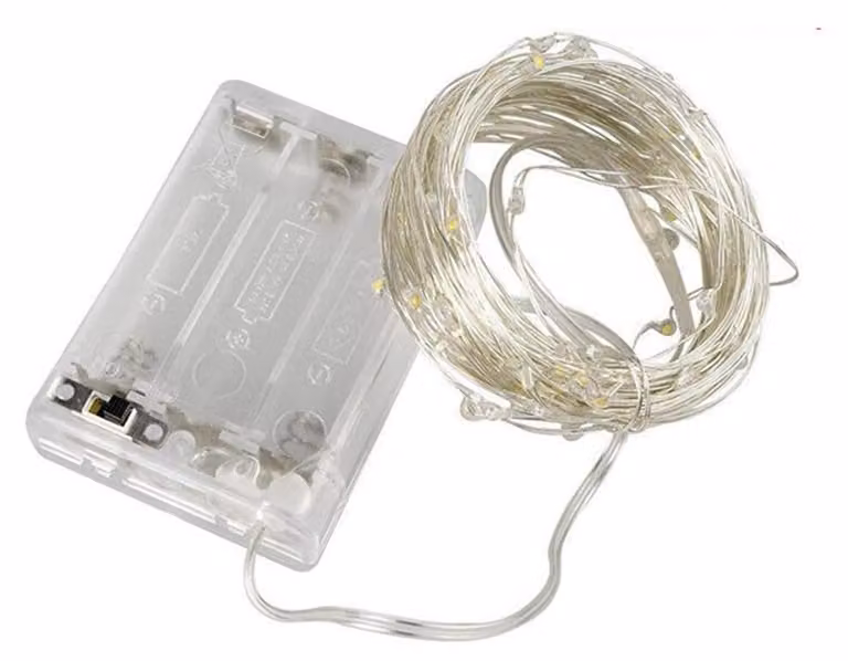 Catena luminosa LED RGB, 10 metri, alimentata a batteria (3 batterie AA)