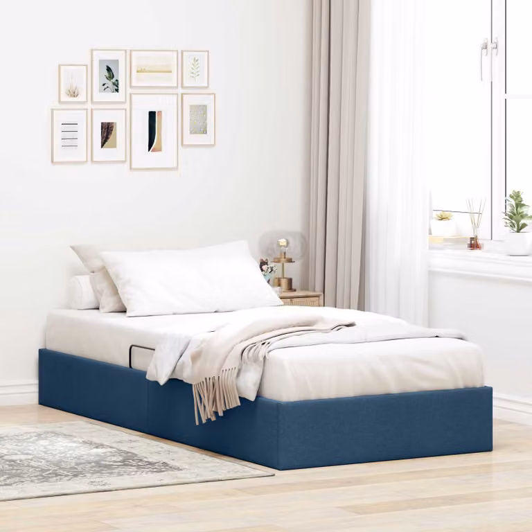 Letto ottomano con contenitore vidaXL in tessuto blu L 100 cm x P 200 cm
