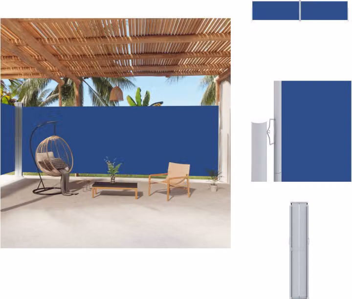 vidaXL Tenda laterale estensibile blu 220x1000 cm - Ombrelloni e parasole
