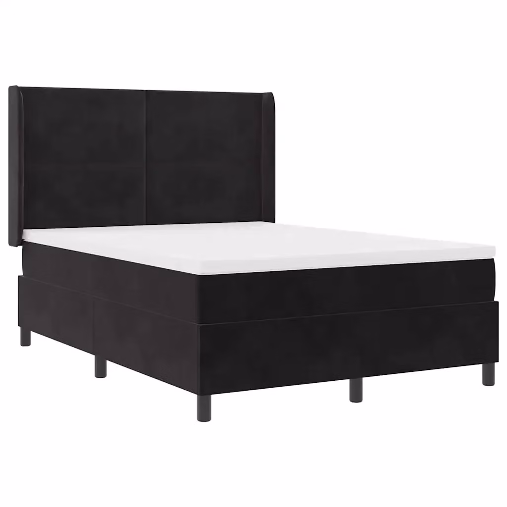 Letto a molle moderno vidaXL in velluto nero con illuminazione LED sottostante L 160 x P 200 cm – 2