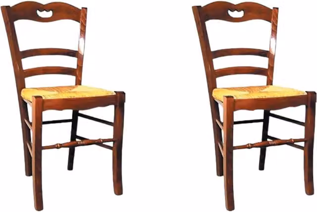 Set di 2 sedie classiche in legno di faggio color noce con seduta in paglia Mobili 2G L/P/H: 45 x 45 x 88 cm – 1