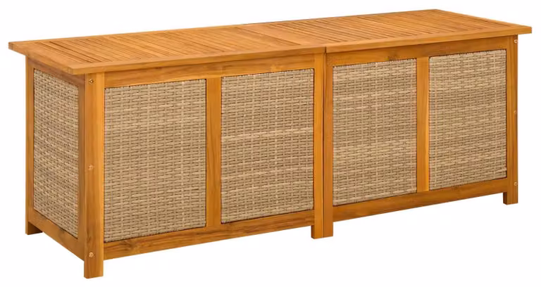 Contenitore da giardino in legno massello di acacia, capacità 185 litri, dimensioni 150 x 50 x 56 cm, colore beige