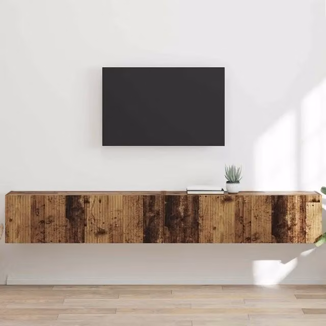Mobile TV da parete 2 pz-Set di 2 Mobile TV a Muro-Credenza TV Legno vecchio 60 x 31 x 29.5 cm 664965