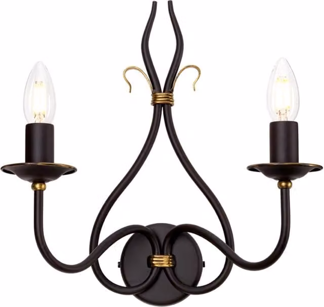 Applique rustica doppia ruggine-oro 2xE14 Windermere Elstead