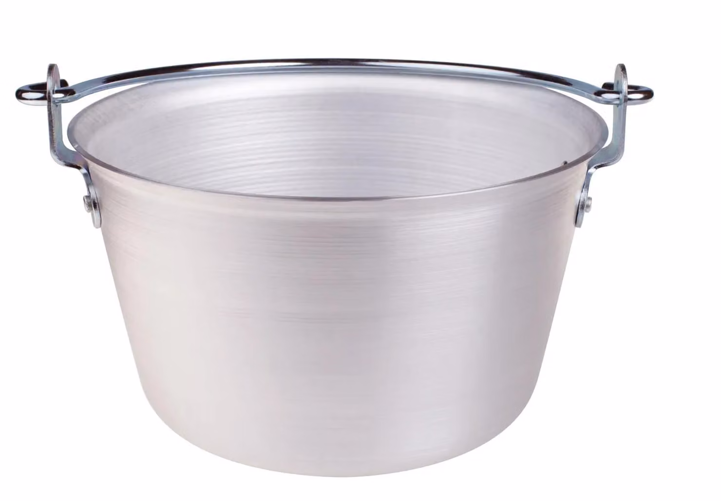 Paiolo per polenta in alluminio 3mm con un manico in ferro, diam. 52cm