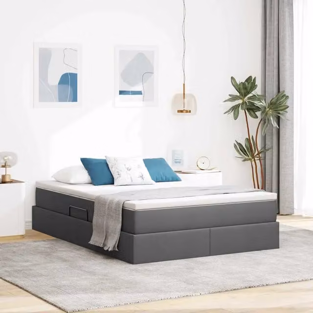 Letto con contenitore e materasso ibrido vidaXL Grigio L: 140 cm, P: 200 cm, H: 280 cm