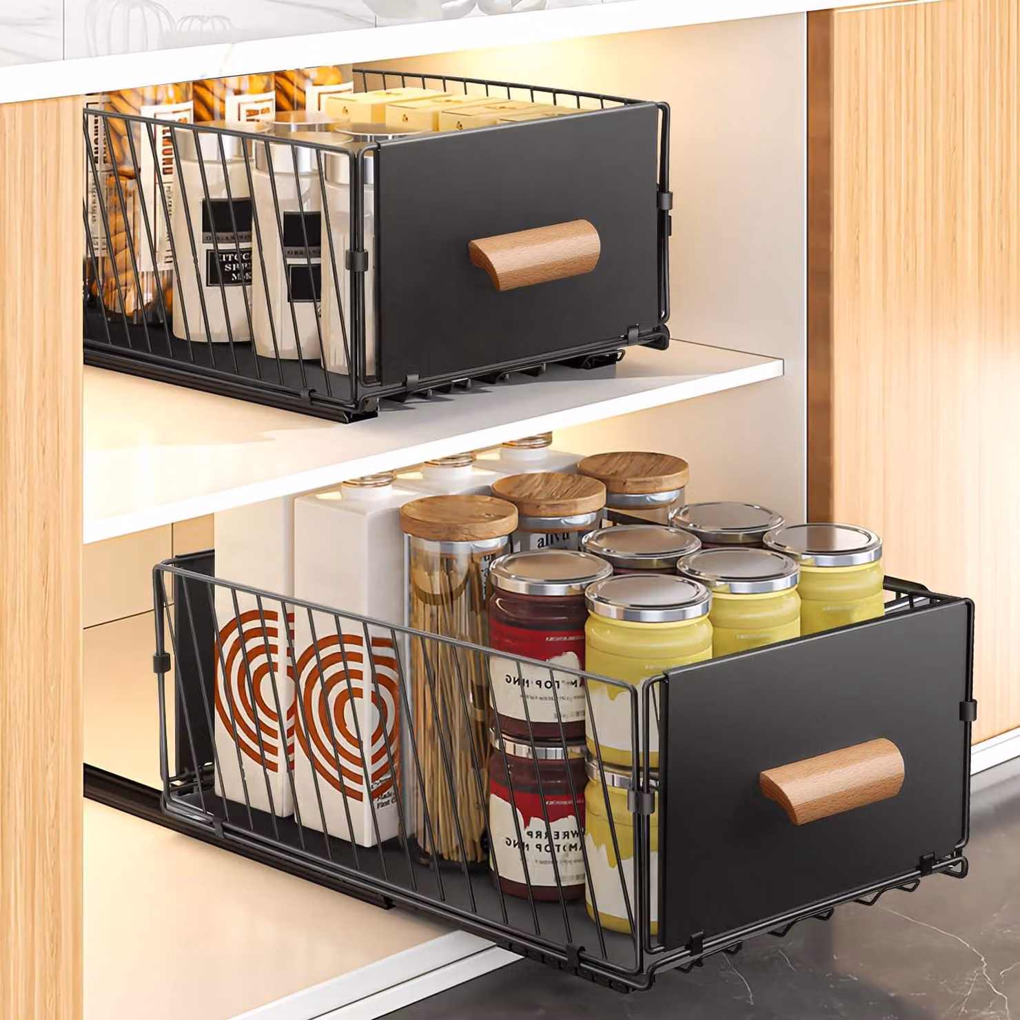 Set di 2 organizer telescopici per cassetti, ideali per la cucina