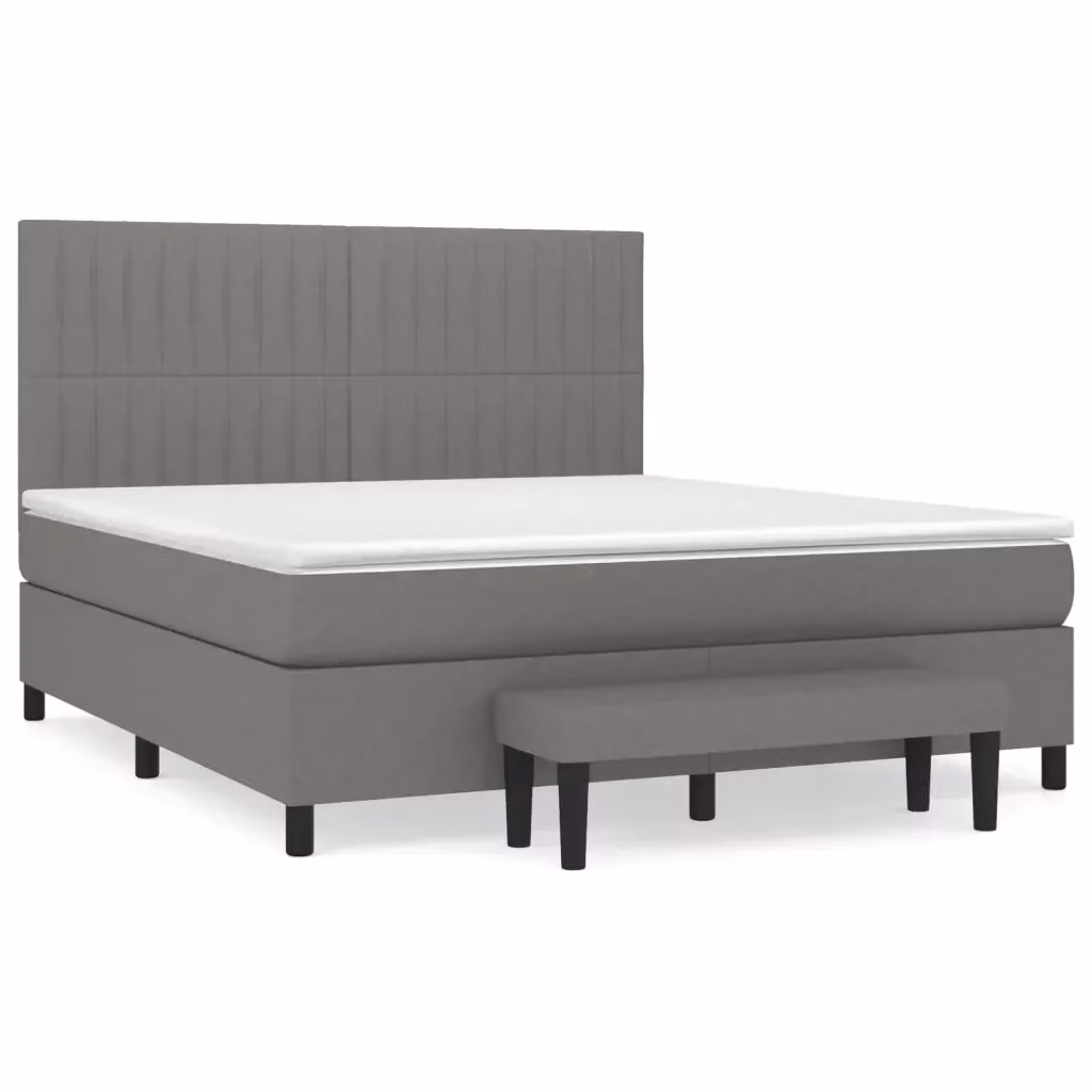 vidaXL Letto Ibrido con Giroletto a Molle e Materasso in Tessuto Grigio e Bianco L/P/H: 180 x 200 x 128 cm – 2