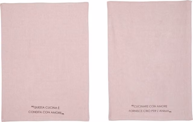 Set di 2 strofinacci Kasanova in cotone con scritta Quotes, colore malva, L: 50 cm, P: 70 cm