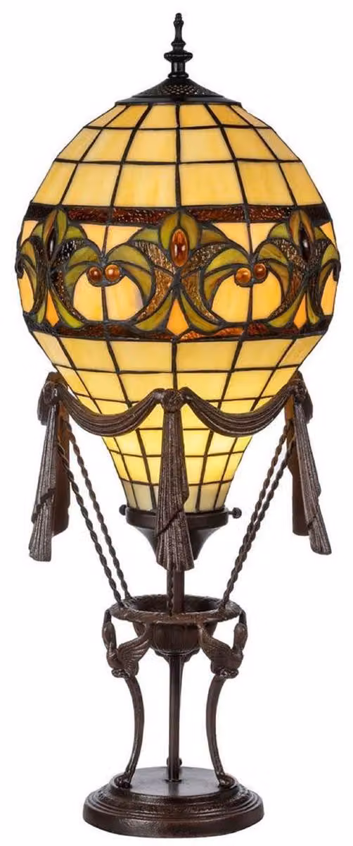 Casa Padrino lampada da tavolo Tiffany mongolfiera multicolore Ø 27 x H. 70 cm - Elegante lampada Tiffany con paralume in vetro lavorato a mano