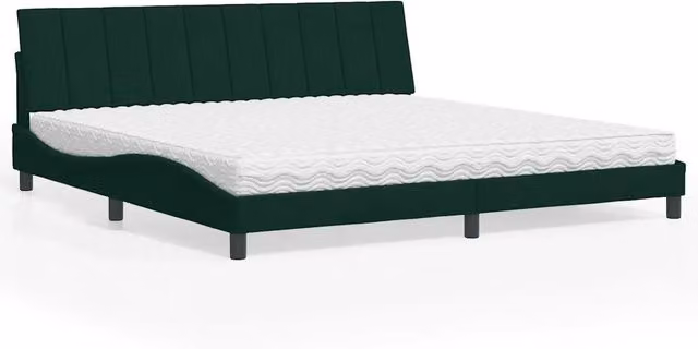 Letto con Materasso Hanko vidaXL in Velluto Verde Scuro L/P/H: 220 x 205 x 200 cm – 1