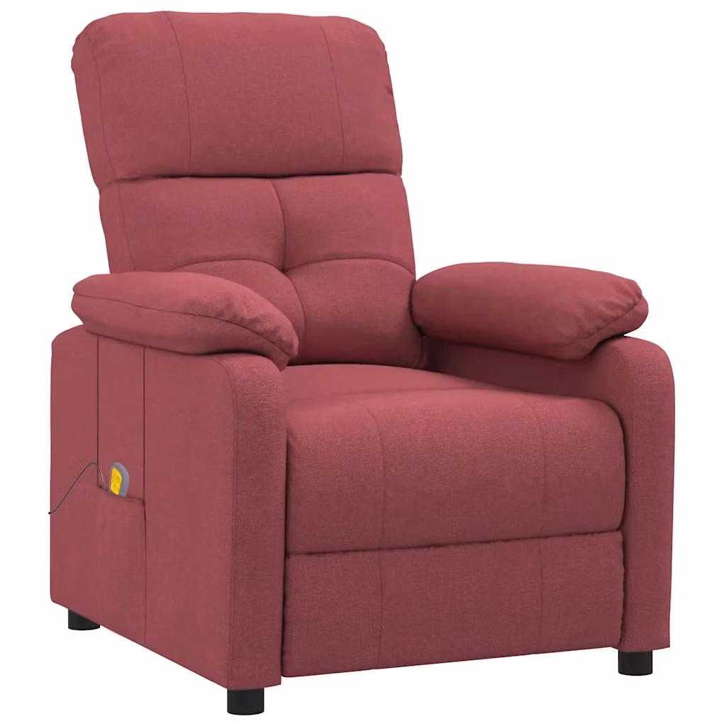 Poltrona relax reclinabile elettrica vidaXL in tessuto rosso con braccioli – 2