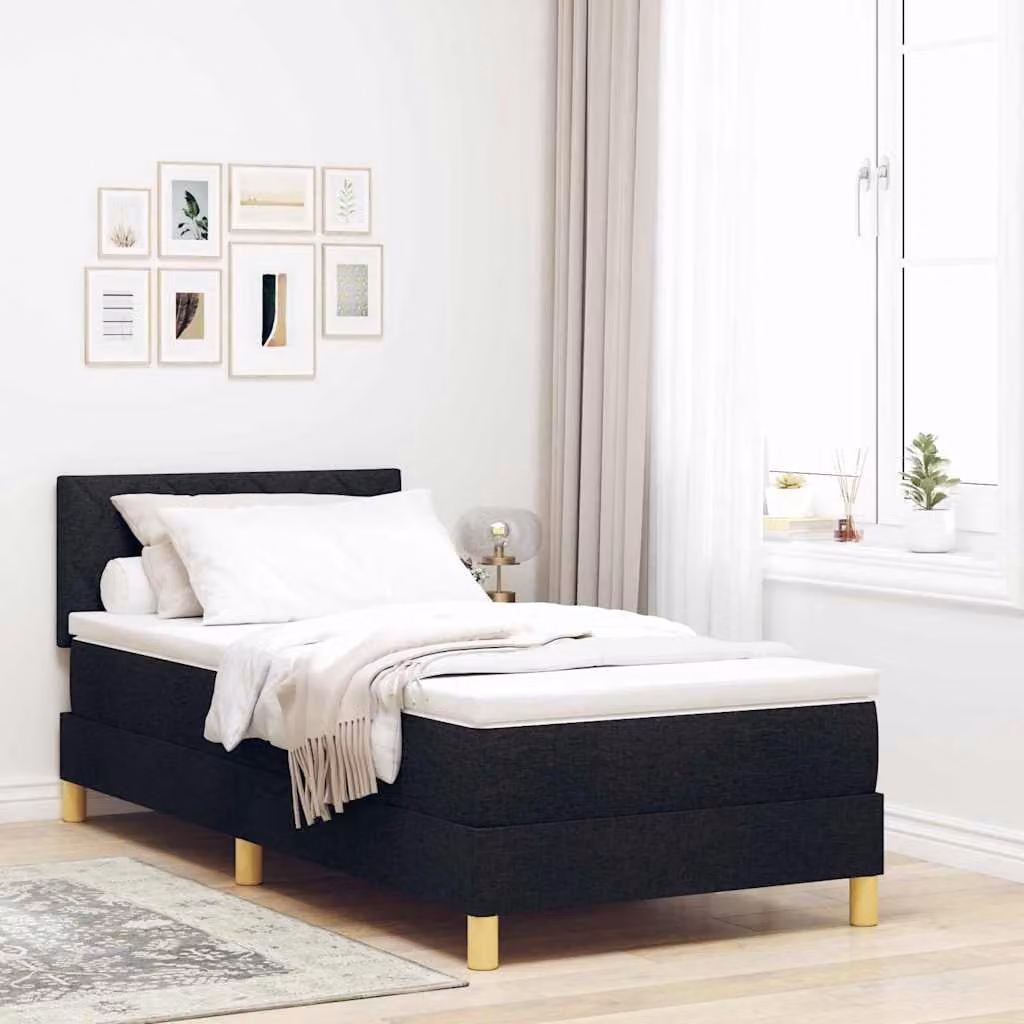 Maison Exclusive - Letto con materasso boxspring e testiera Nero 100 x 200 cm tessuto