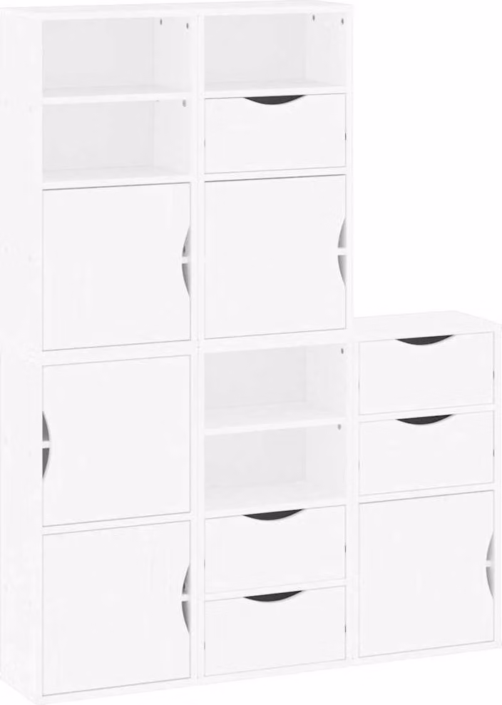 Armadietti laterali 5 pz. ODDA Bianco 40x24x79 cm in legno di pino massiccio