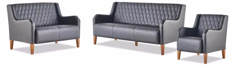 Komplett-Set 3-Sitzer 2-Sitzer Sessel Schwarz Sofa-Set Modern Sofas
