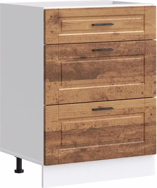 Base da cucina DESIGN IN in legno multistrato color marrone con ante a battente e cassetti, finitura opaca stile rustico, L: 60 cm, P: 46 cm, H: 81,5 cm