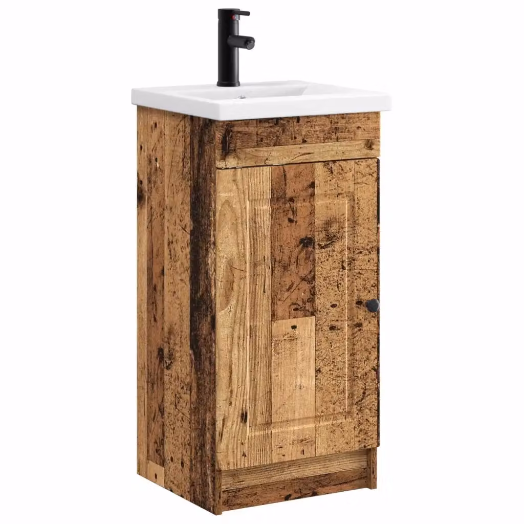 Mobile da bagno con lavabo vidaXL in legno marrone con ante a battente e ripiani interni L: 42 cm, P: 40 cm, H: 84,5 cm – 2
