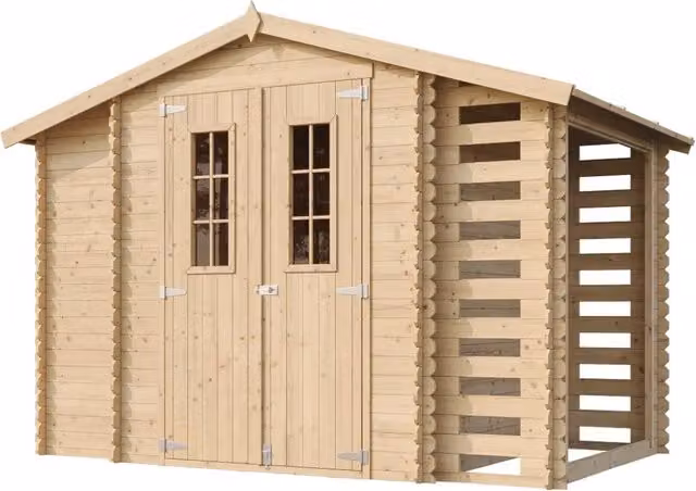 Casetta da Giardino in Legno Timbela M389C Grigia con Finestra e Design Rustico