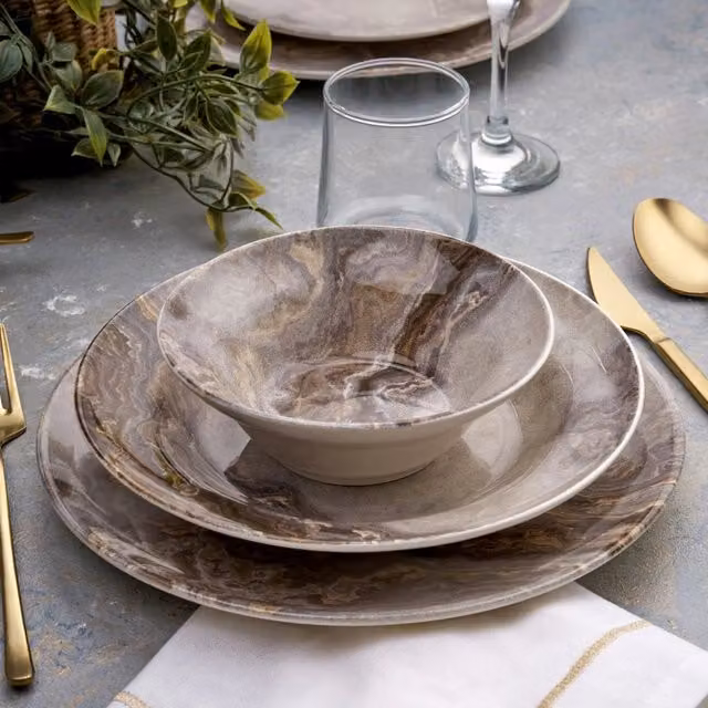 Servizio piatti Nitiva in ceramica da 24 pezzi, multicolore, adatto a lavastoviglie e microonde