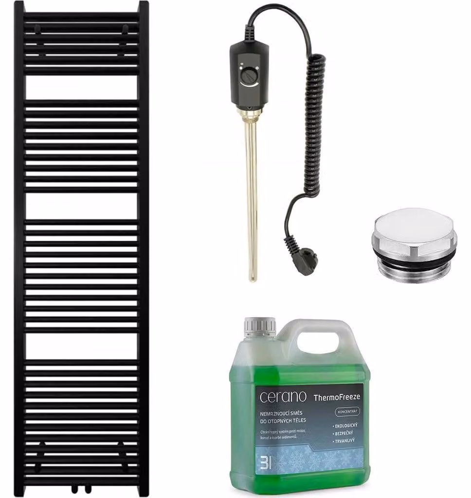 Set di radiatori elettrici da bagno Lincoln - 600W - nero opaco - 1800x500 mm