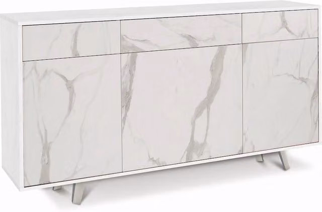 Mobile Soggiorno 3 Ante 3 Cassetti 164x41 h92cm Ossido Bianco Marmo Calacatta
