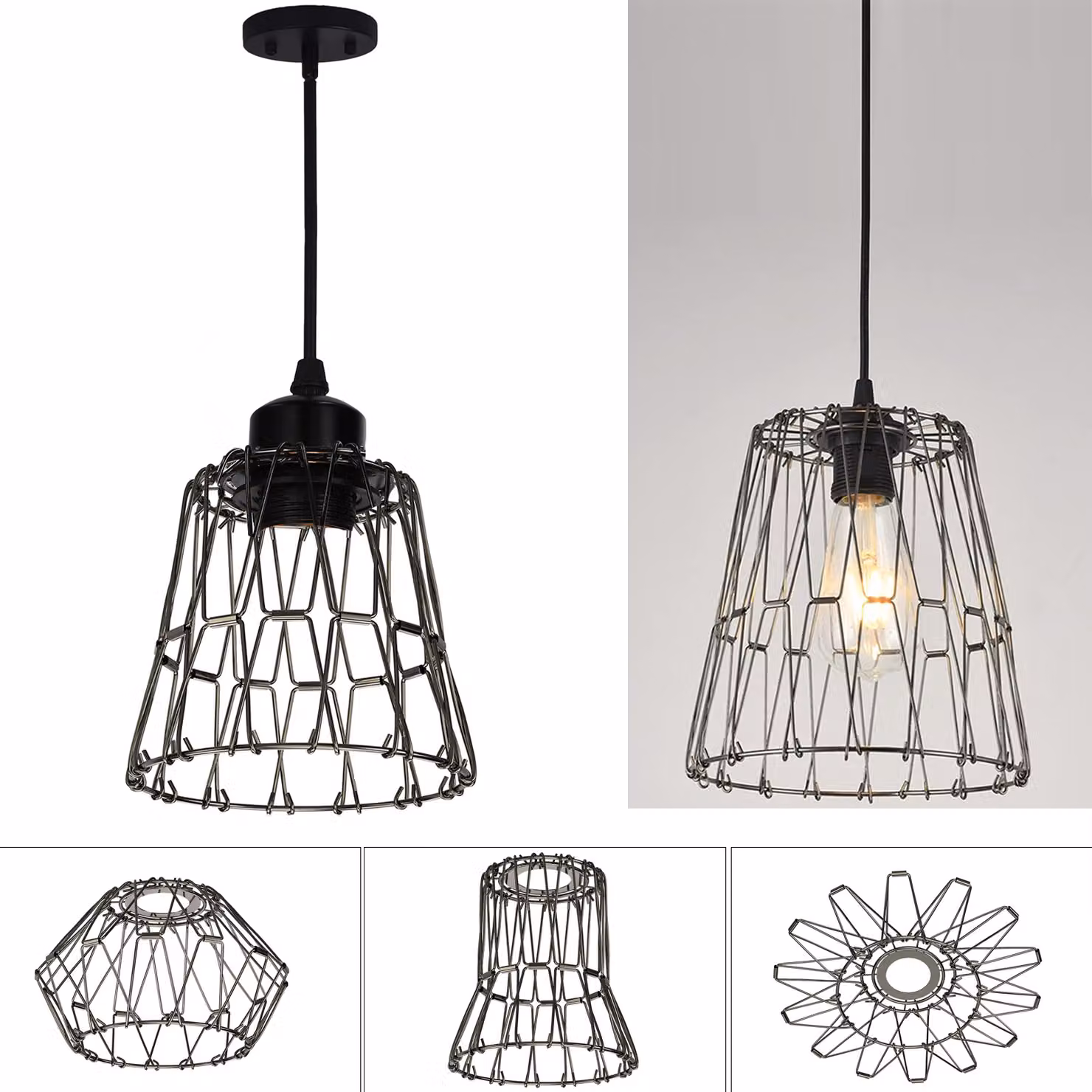 Lampada a sospensione E27, stile retrò, con paralume in metallo, deformabile e con altezza regolabile. Lampada da soffitto ideale per sala da pranzo, soggiorno o ristorante (senza lampadina LED)