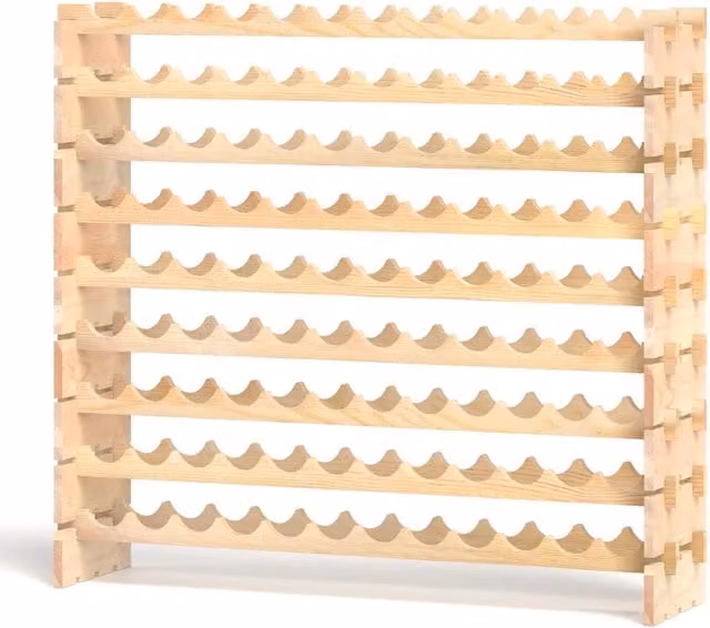 Portabottiglie modulare impilabile 120 x 29 x 106 cm capacità 108 bottiglie design pratico in legno di pino naturale 20_0011046