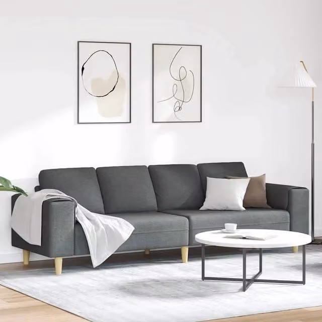 Divano per Soggiorno Grigio scuro 250 x 77 x 76 cm Poliestere 3335082